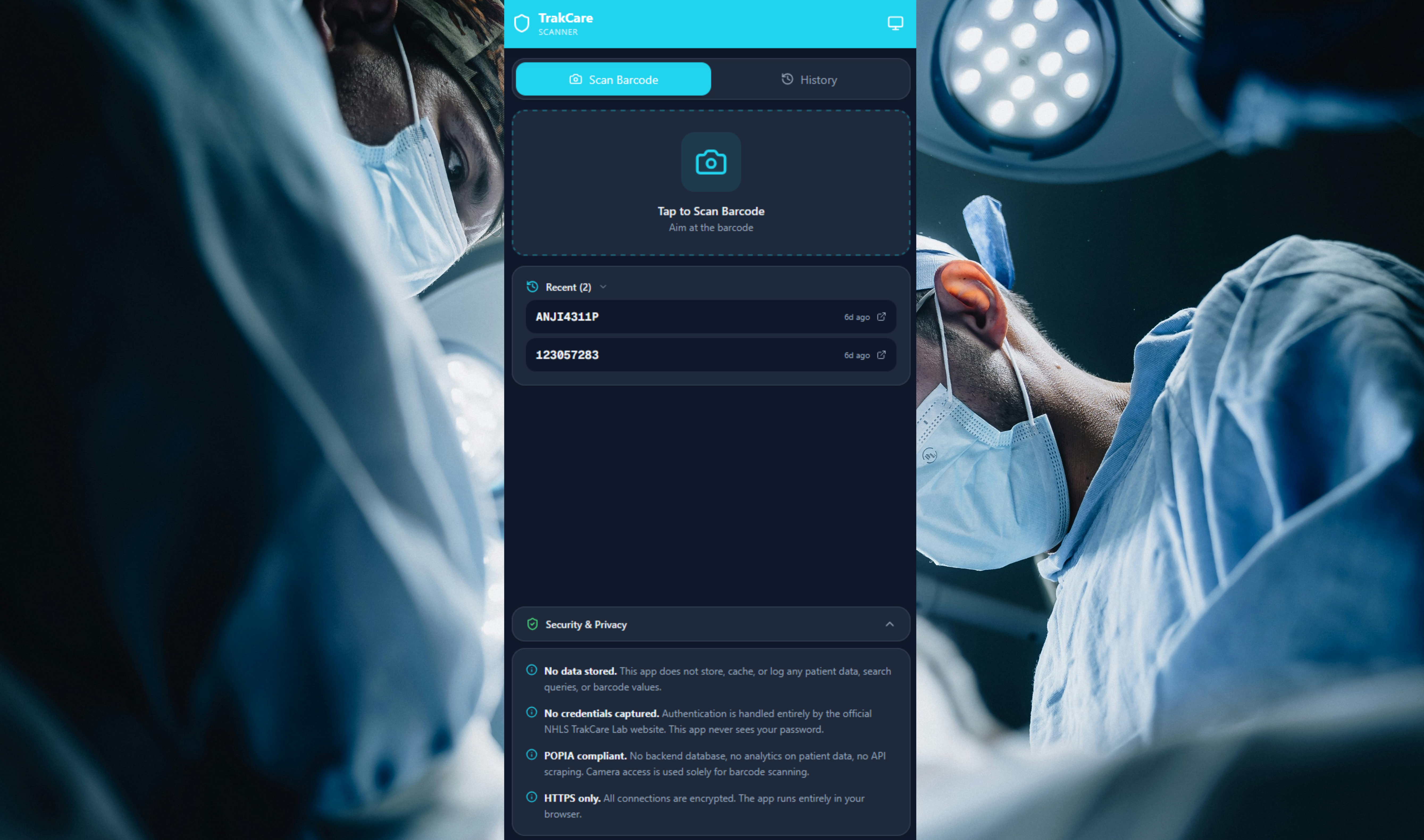 TrakCare Barcode Scanner
